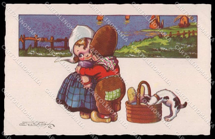 Artist Signed Sgrilli Dutch Children Bambini serie 1848-1 pc ZG4546 – fronte