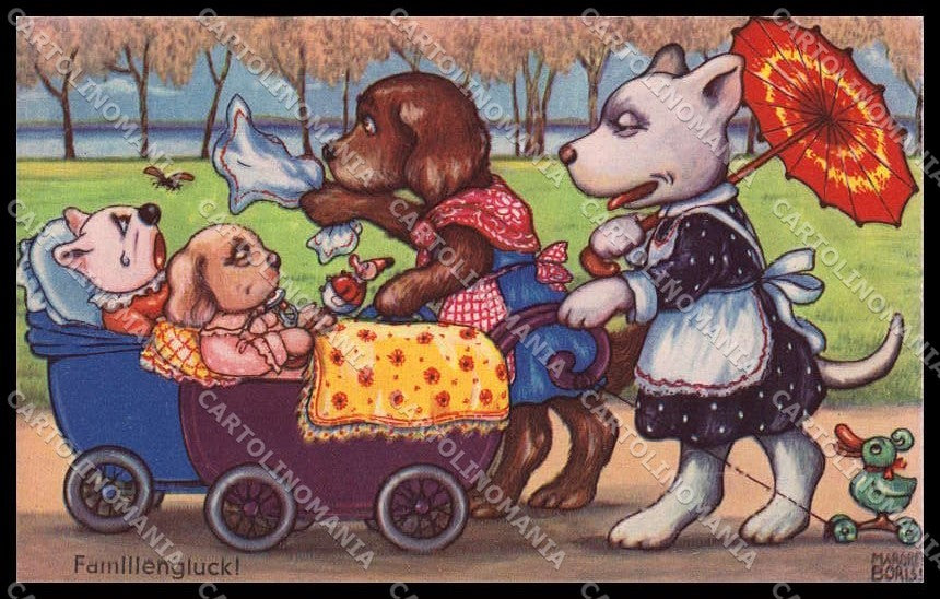 Artist Signed Margret Boriss Dressed Dog Amag serie 0418 pc ZG4568 – fronte