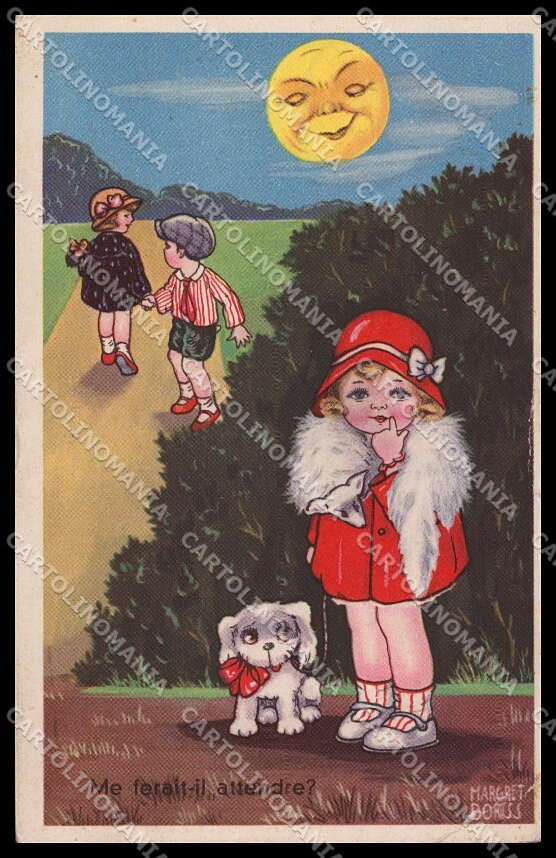 Artist Signed Margret Boriss Children Paper Moon Amag 0336 CREASED pc ZG4571 – fronte
