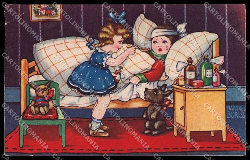Artist Signed Margret Boriss Children Amag serie 0380 CREASED pc ZG4572 – fronte