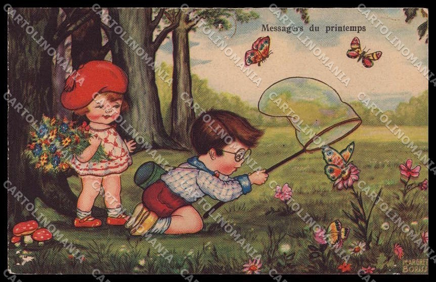 Artist Signed Margret Boriss Children Amag serie 0321 HOLES pc ZG4585 – fronte