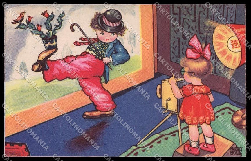 Artist Signed Margret Boriss Children Charlie Chaplin Amag serie 0324 pc ZG4588 – fronte