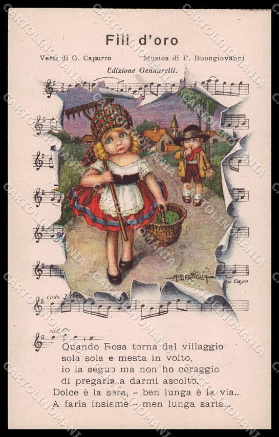 Artist Signed Bertiglia Children Music Sheet Spartito Fili d'Oro 2244 pc ZG4612 – fronte