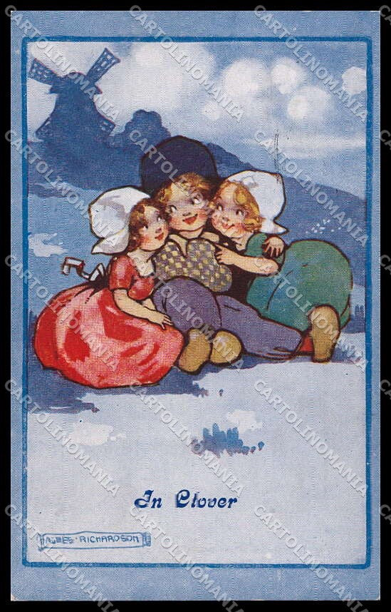 Artist Signed Agnes Richardson Dutch Children Bambini pc ZG4643 – fronte