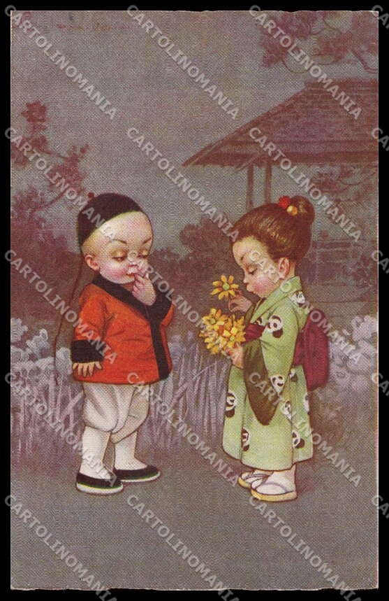 Artist Signed Colombo Children Japan Geisha serie 1982-1 pc ZG4647 – fronte