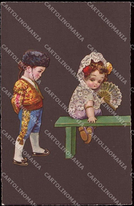 Artist Signed Colombo Children Spanish Girl Bambini serie 2034 pc ZG4648 – fronte