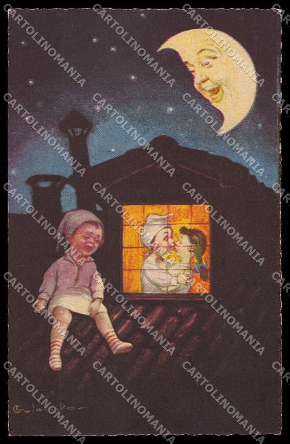 Artist Signed Colombo Children Paper Moon Bambini serie 1907-3 pc ZG4657 – fronte