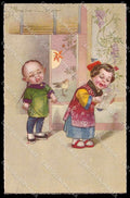 Artist Signed Colombo Children Japan Geisha Girl Bambini serie 1963-4pc ZG4668 – fronte