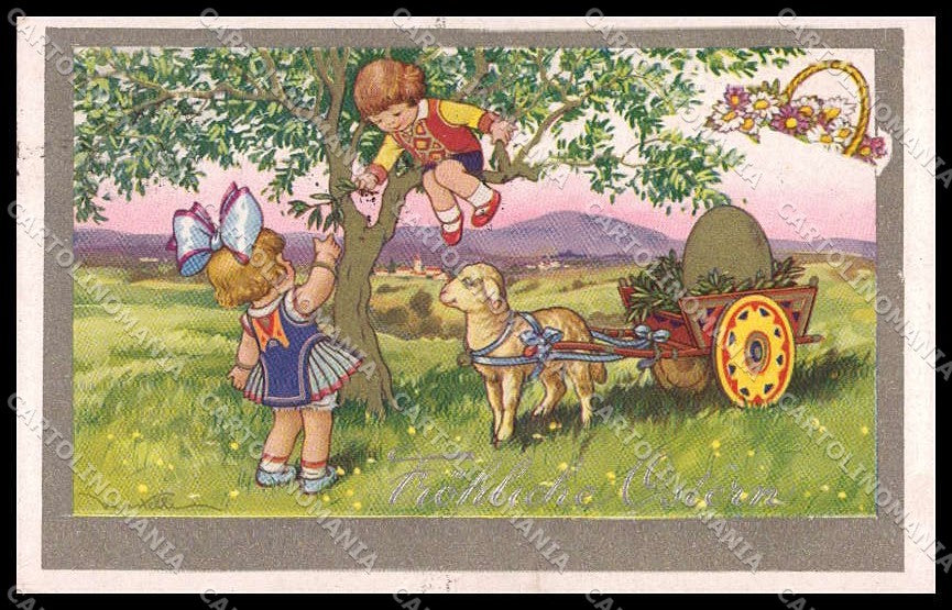 Artist Signed Castelli Children Easter Pasqua Degami serie 3569 pc ZG4713 – fronte