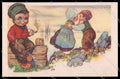 Artist Signed Castelli Dutch Children Bambini serie 496-2 pc ZG4714 – fronte