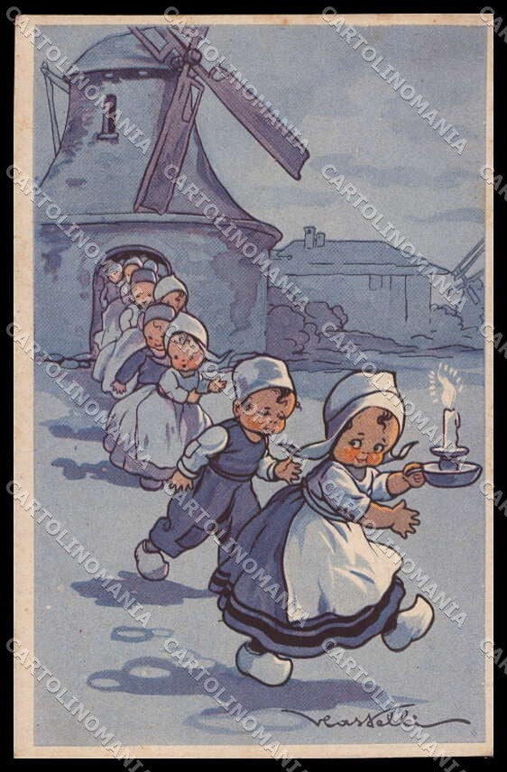 Artist Signed Castelli Dutch Children Bambini serie 540-2 pc ZG4718 – fronte