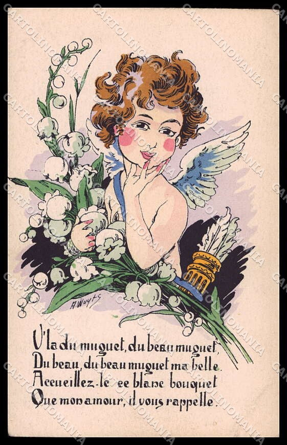 Artist Signed A. Wuyts Cupid Hand Painted Noyer serie 44 pc ZG4738 – fronte