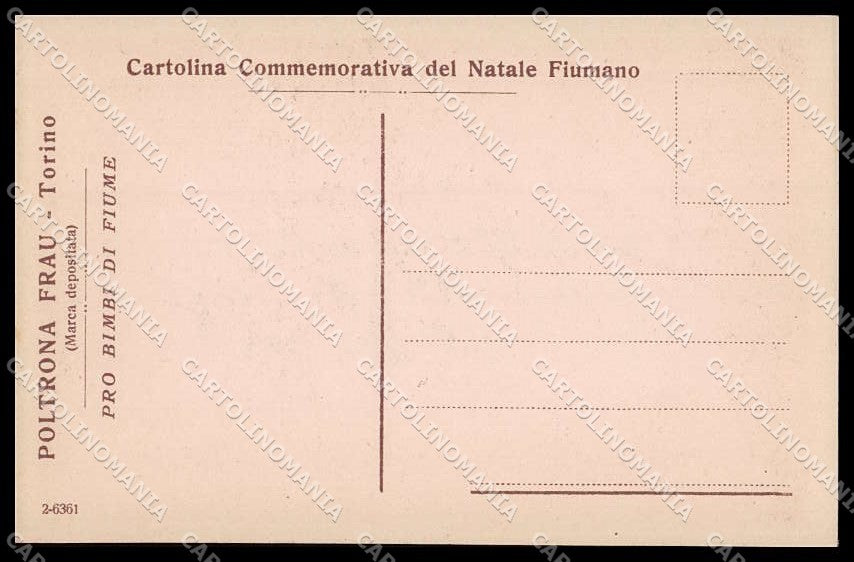 Militari WWI D. Valinotti Fiume Pro Bimbi Natale Poltrona Frau Torino pc ZG4754 – retro
