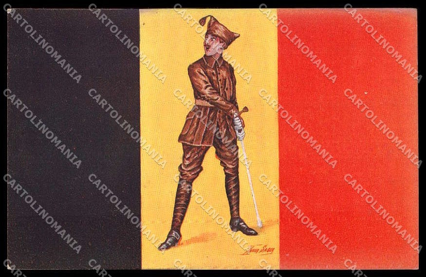 Artist Signed Xavier Sager WW1 Propaganda Soldier Belgique Flag serie 349 pc ZG4 – fronte