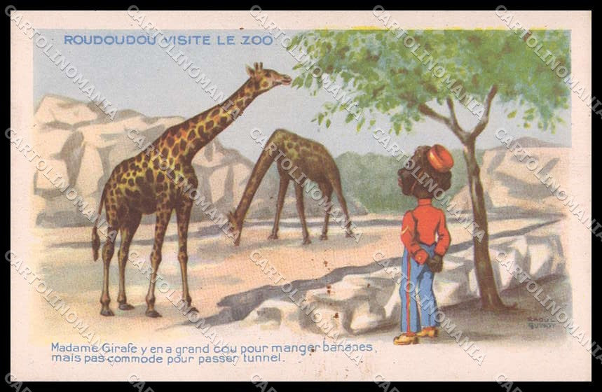 Artist Signed R. Guinot Magasins Samaritaine Roudoudou Zoo Giraffe pc ZG4801 – fronte