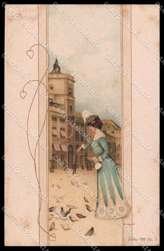 Artist Signed Basch Arpad Lady Venezia Art Nouveau serie 785-3 pc ZG4833 – fronte