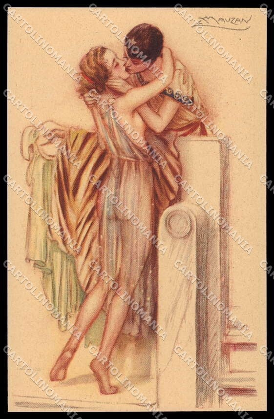 Artist Signed L. A. Mauzan Romantic Couple serie 248-4 pc ZG4898 – fronte