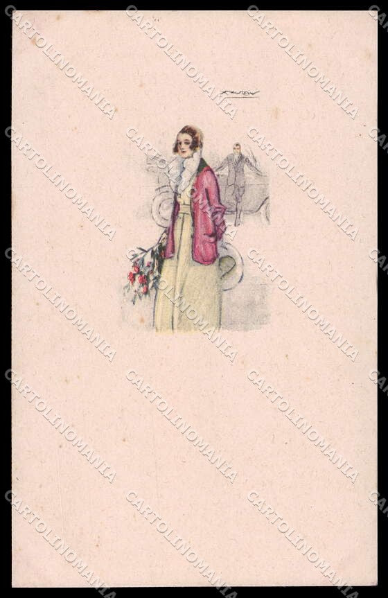 Artist Signed L. A. Mauzan Glamour Fashion Lady Mode serie 414M-1 pc ZG4918 – fronte