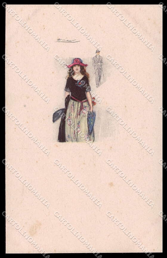 Artist Signed L. A. Mauzan Glamour Fashion Lady Mode serie 414M-2 pc ZG4919 – fronte