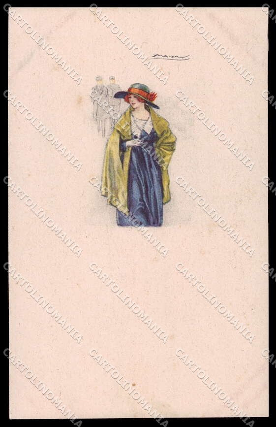 Artist Signed L. A. Mauzan Glamour Fashion Lady Mode serie 414M-3 pc ZG4920 – fronte
