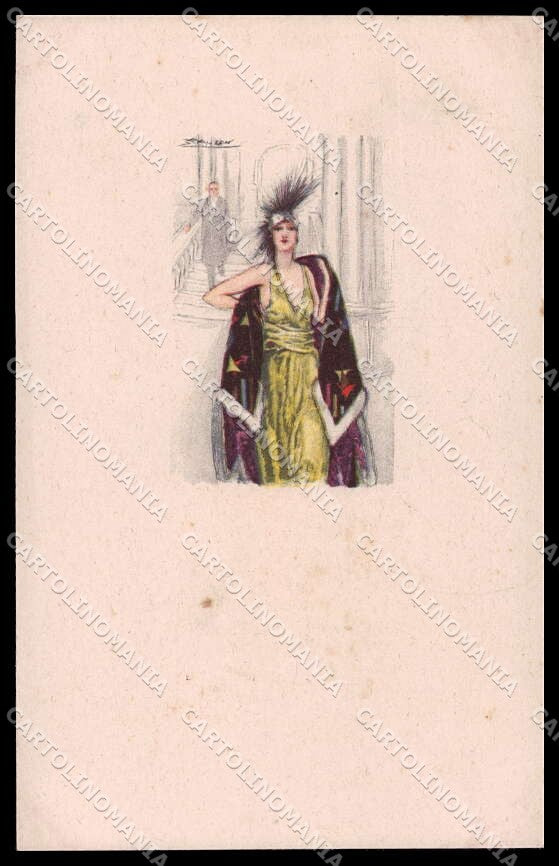 Artist Signed L. A. Mauzan Glamour Fashion Lady Mode serie 414M-6 pc ZG4923 – fronte