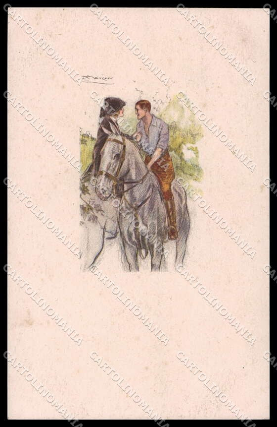 Artist Signed L. A. Mauzan Romantic Couple Horse serie 395M-1 pc ZG4924 – fronte