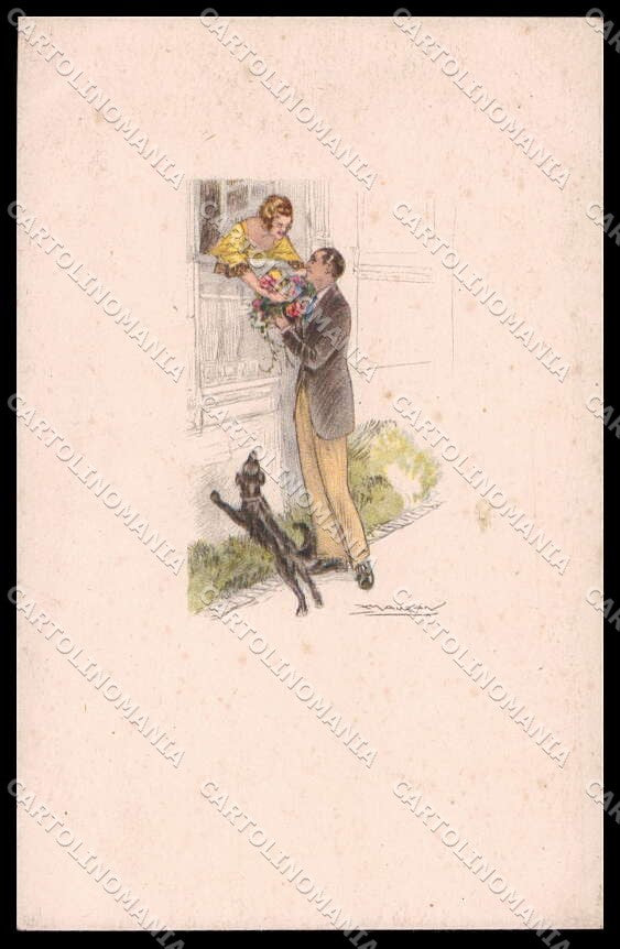 Artist Signed L. A. Mauzan Romantic Couple serie 395M-2 pc ZG4925 – fronte