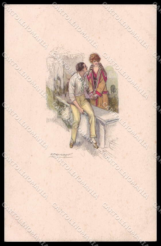 Artist Signed L. A. Mauzan Romantic Couple serie 395M-4 pc ZG4927 – fronte