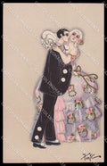 Artist Signed Chiostri Lady Pierrot Art Deco Ballerini serie 165 pc ZG4939 – fronte