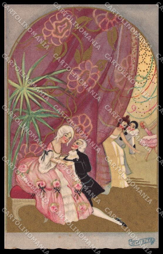 Artist Signed Chiostri Couple Carnival Art Deco Ballerini Fratini 363 pc ZG4947 – fronte
