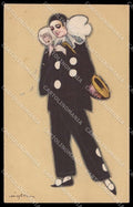 Artist Signed Chiostri Pierrot Art Deco Ballerini e Fratini serie 167 pc ZG4978 – fronte