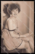 French Risque Nude Woman Smoking JB 5 Original RPPC postcard ZG5131 – fronte