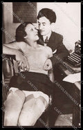 French Risque Nude Woman Couple Stocking Original RPPC postcard ZG5162 – fronte