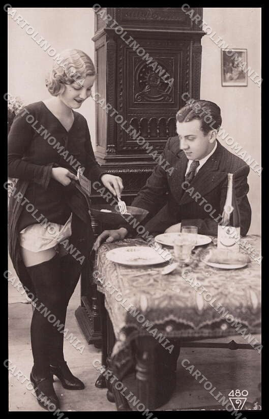 French Risque Woman Couple ? 480 Stocking Original RPPC postcard ZG5243 – fronte