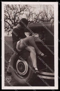 French Risque Woman Couple ? 270 Car Stocking Original RPPC postcard ZG5246 – fronte