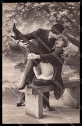 French Risque Woman Couple Serie 22 Stocking Original RPPC postcard ZG5254 – fronte