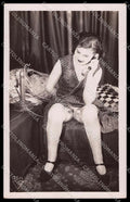 French Risque Woman ? 150 Phone Stocking Original RPPC postcard ZG5276 – fronte