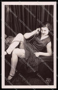 French Risque Woman ? 150 Phone Stocking Original RPPC postcard ZG5277 – fronte
