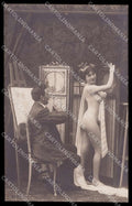 French Risque Nude Woman Painter Original RPPC postcard ZG5296 – fronte