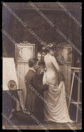 French Risque Nude Woman Painter Original RPPC postcard ZG5297 – fronte