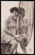 French Risque Nude Woman PC 1374 Stocking Original RPPC postcard ZG5369 – fronte