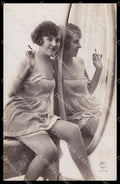 French Risque Nude Woman PC 1374 Stocking Original RPPC postcard ZG5370 – fronte