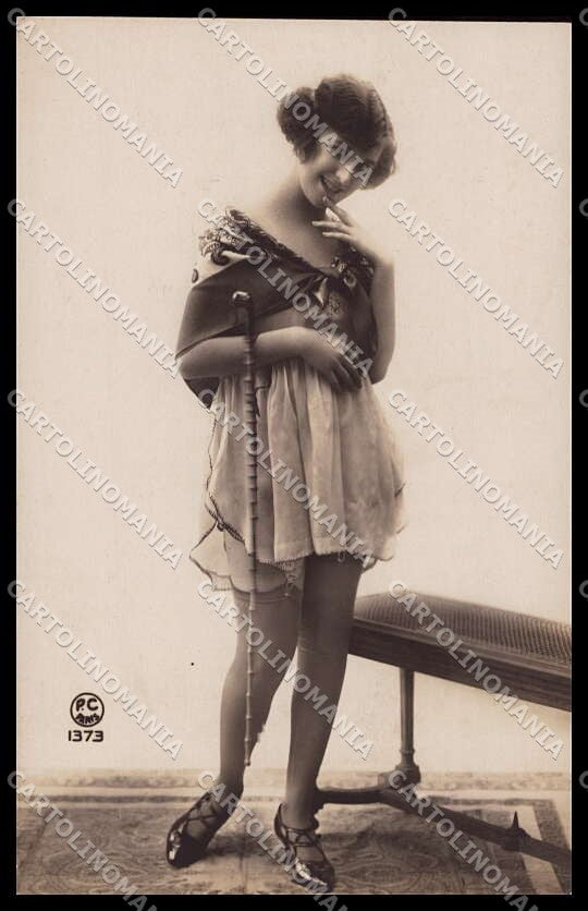 French Risque Woman Whip PC Paris 1373 Stocking Original RPPC postcard ZG5375 – fronte
