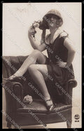 French Risque Woman PC Paris 1212 Stocking Original RPPC postcard ZG5390 – fronte