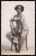 French Risque Woman Sapi Paris 2036 Stocking Original RPPC postcard ZG5399 – fronte