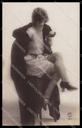 French Risque Woman PC Paris 1214 Stocking Original RPPC postcard ZG5408 – fronte