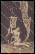 French Risque Nude Woman Peacock Original RPPC postcard ZG5574 – fronte