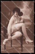 French Risque Nude Lady Stocking JA Paris serie 17 RPPC postcard ZG5897 – fronte