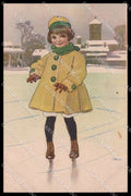 Illustratori Artist Signed L. Metlicovitz Girl Ice-skating serie 142-5 pc ZG5997 – fronte