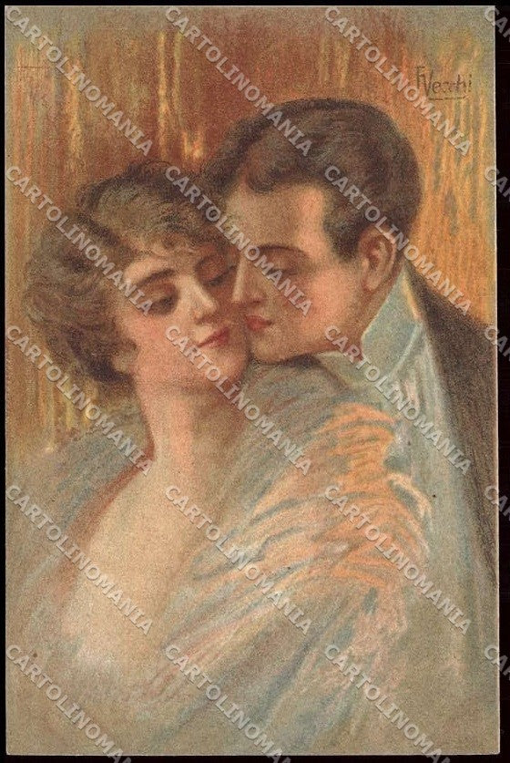 Illustratori Artist Signed Vecchi Romantic Couple Lady serie 220-2 pc ZG6003 – fronte